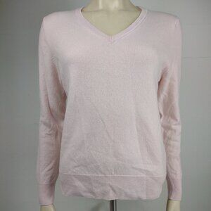 Quince light pink 100% Mongolian Cashmere V-Neck pullover sweater ladies Medium